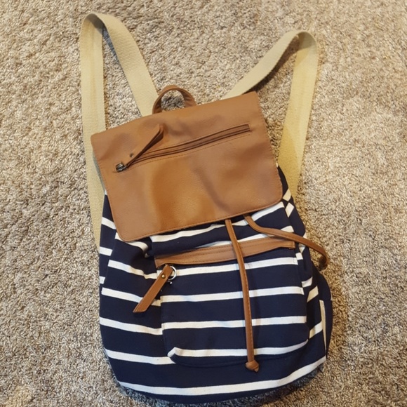 Madden Girl Handbags - Madden girl navy and white stripped backpack Madden Girl Handbags - Madden girl navy and white stripped backpack